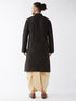 Vastramay Men's Black And Gold Silk Blend Kurta And Dhoti Set